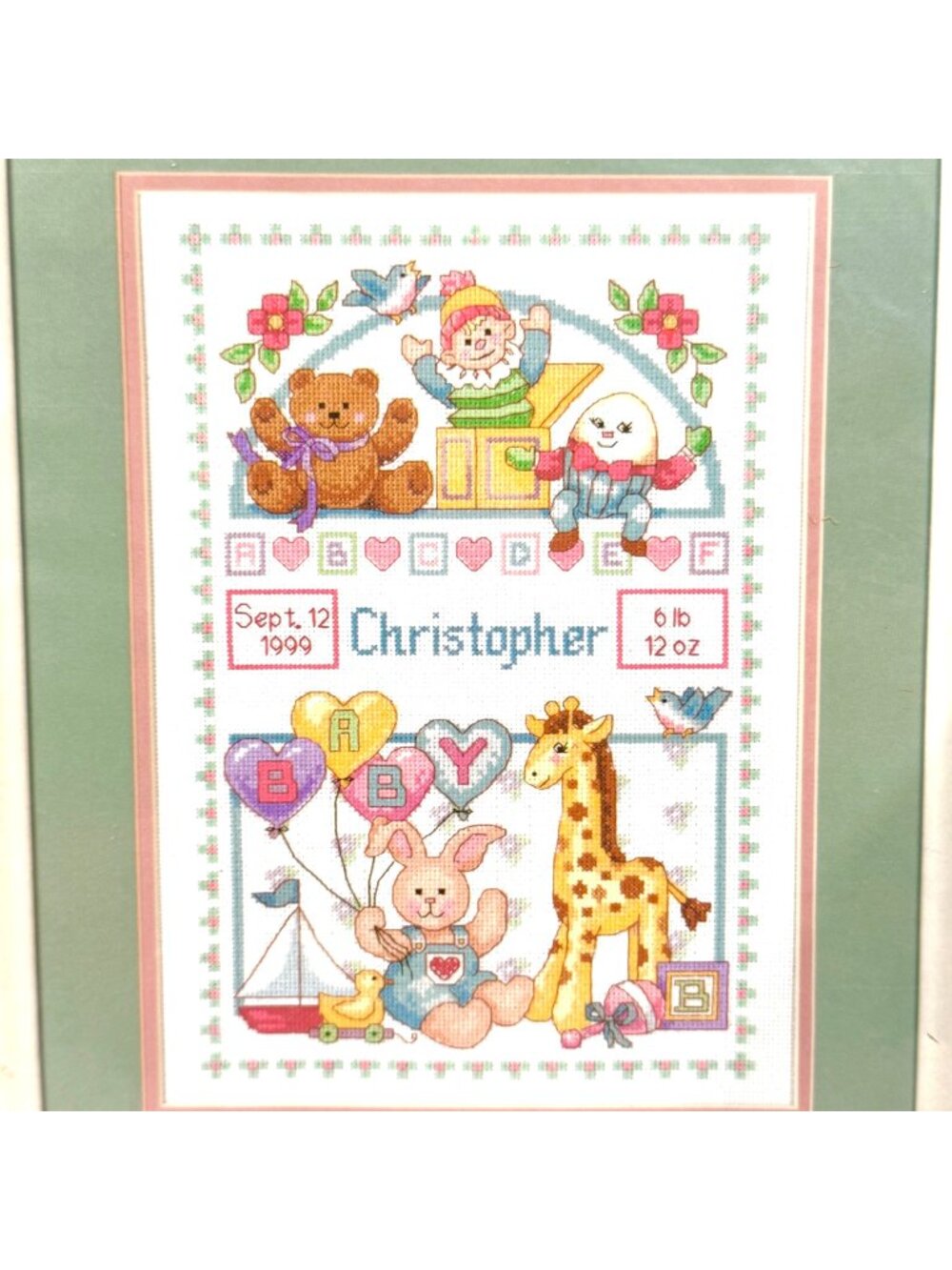 Vintage Sunset Counted Cross Stitch Kit Birth Record For Baby (1998) New